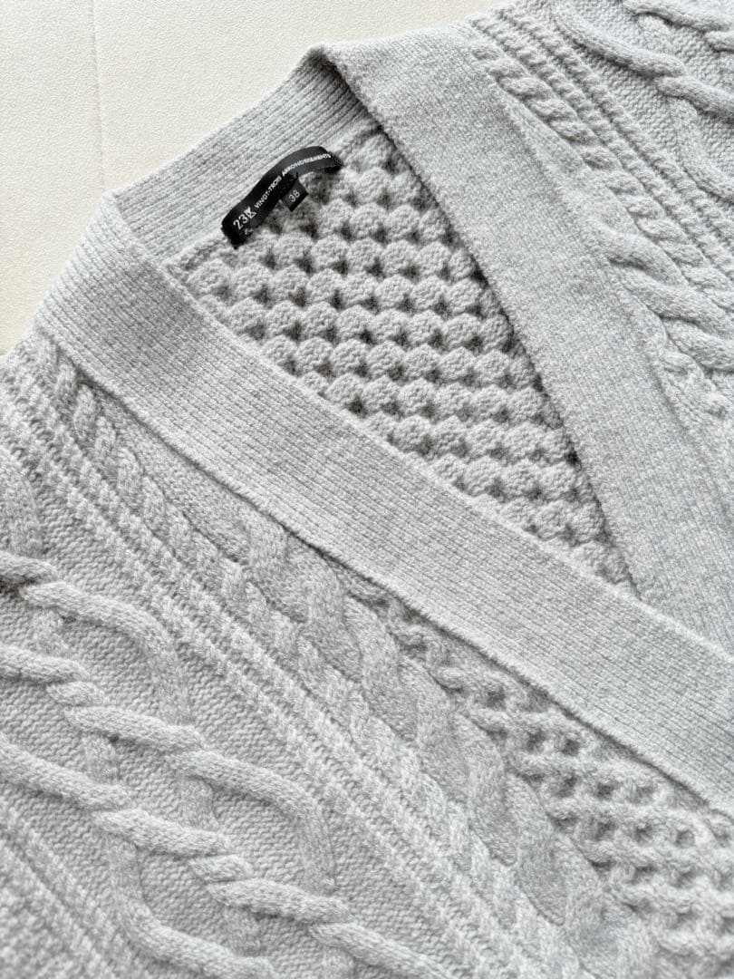 23区 ウールカシミヤ アランパターン カーディガン