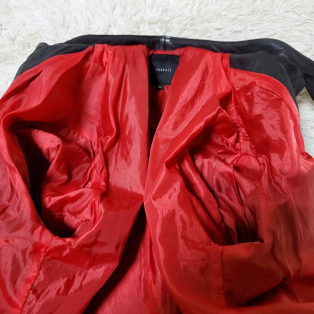 XL ROSHELL ラムレザー ライダース キルティング ブラック