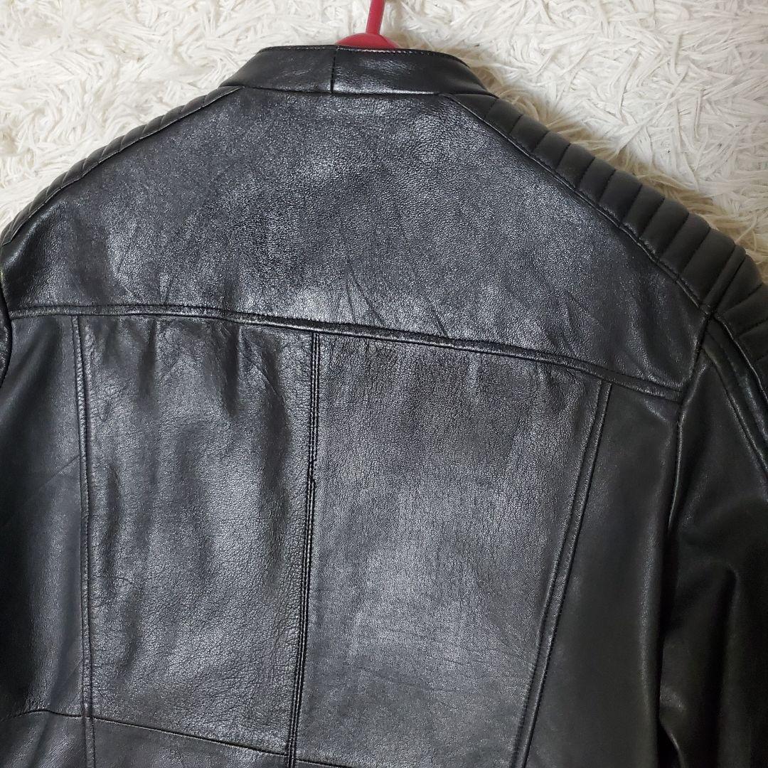 XL ROSHELL ラムレザー ライダース キルティング ブラック