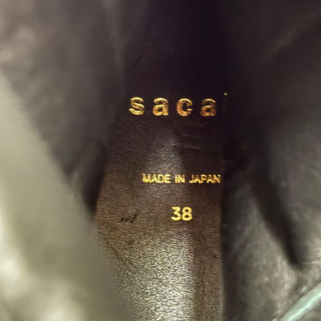 美品　サカイ　sacai (38) レースアップブーツ　バックジップ　レザー　黒