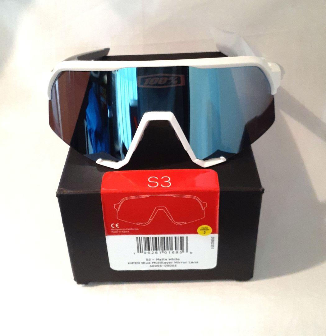 100% S3 ホワイト ブルー ワンハンドレッド サングラス