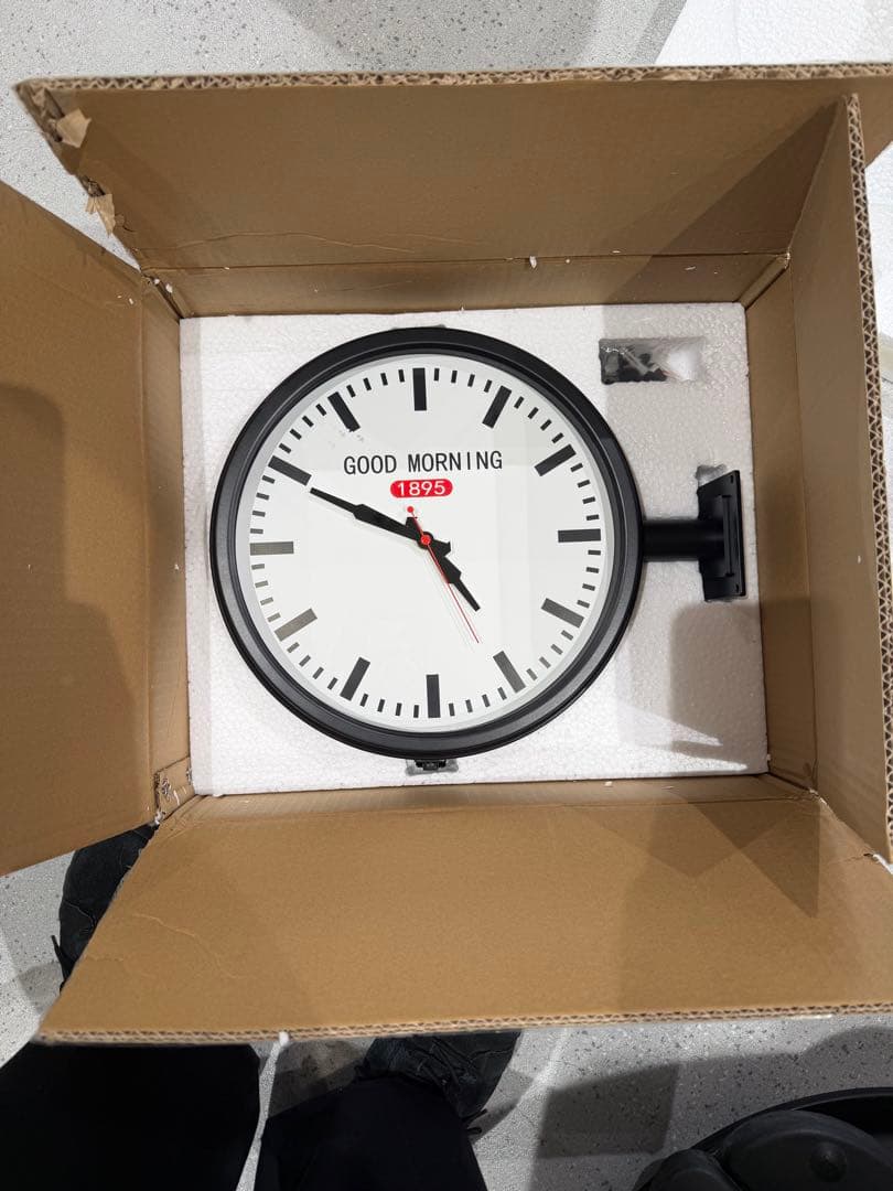 両面時計 掛け時計 ブルックリン インダストリアル 金属製 アイアン ブラック