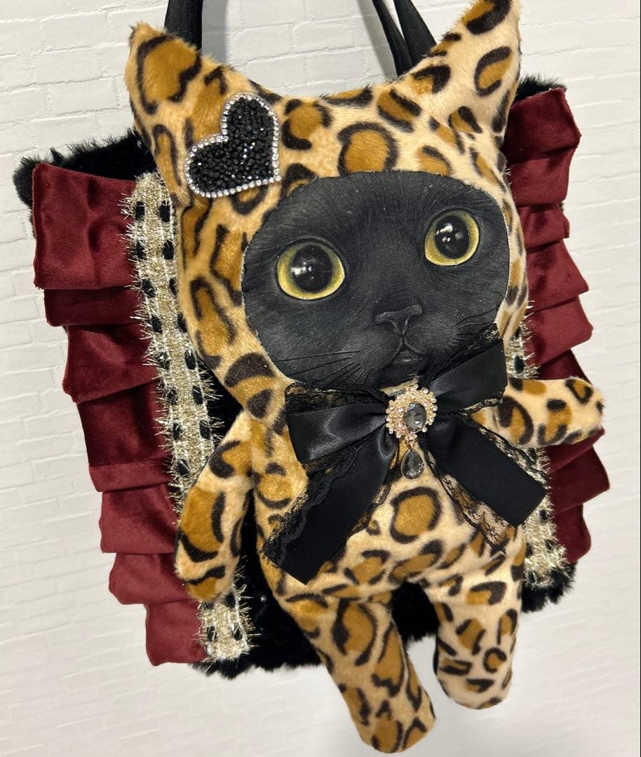 さ*ー様 コヤンイサムチョン BIG ヒョウ柄 黒猫トートバッグ