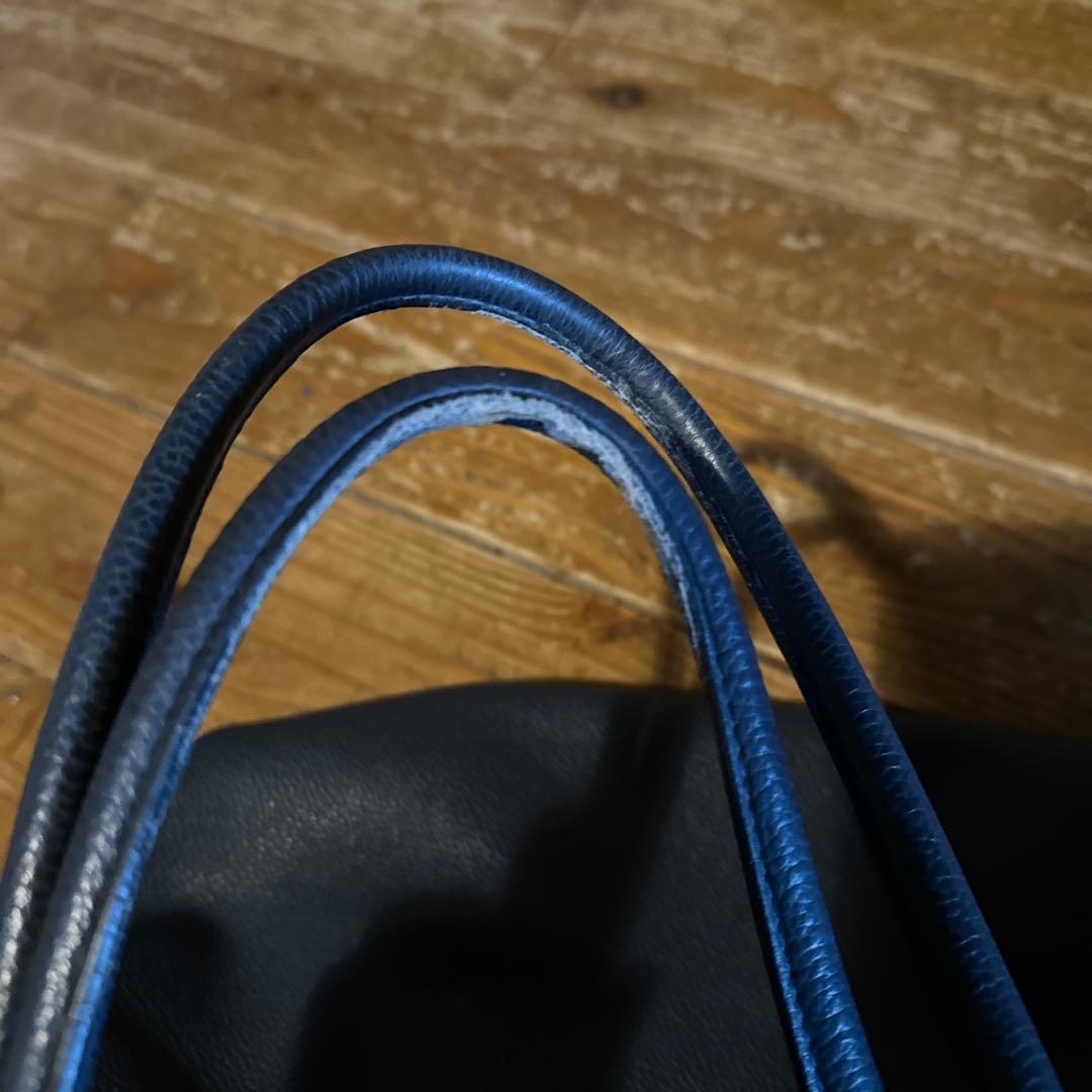 シセイ　ネイビー レザー トートバッグ 保存袋付き