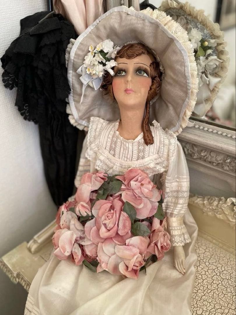 〜♡〜本日限定価格❣️〜♡〜フランスアンティーク 布花 いっぱい ヘッドドレス