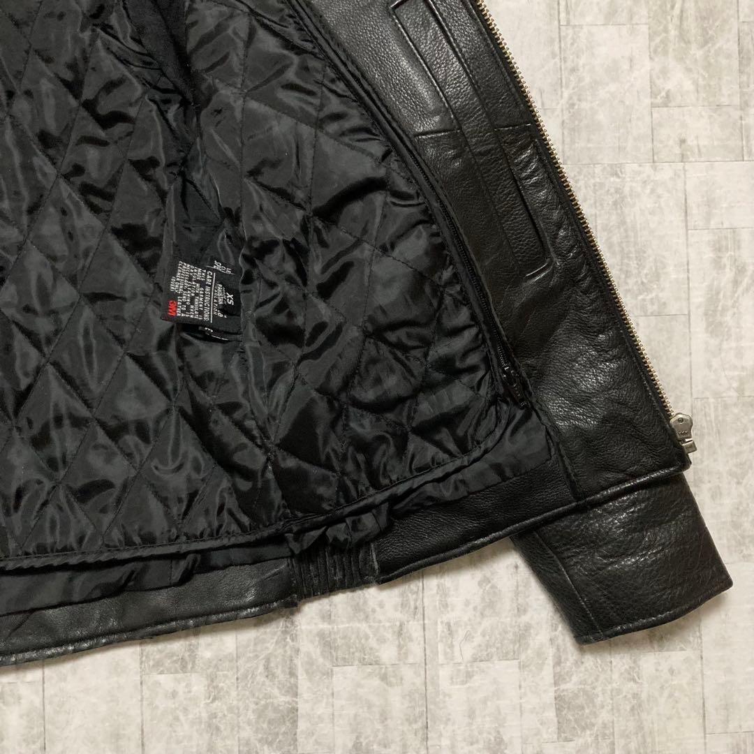 【希少】90s vintage レザーシングルライダースジャケット 黒　ブラック