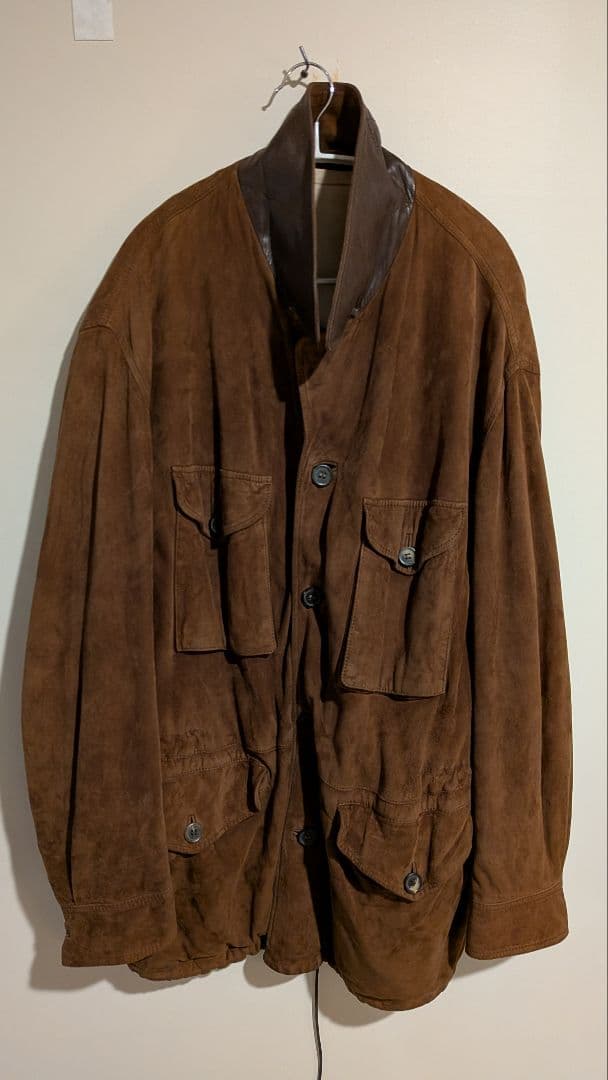 ​【傑作】HUGO BOSS スウェード ジャケット 襟レザー vintage