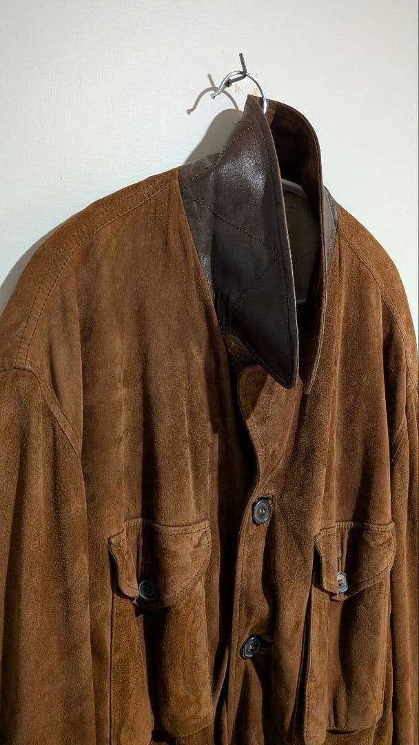 ​【傑作】HUGO BOSS スウェード ジャケット 襟レザー vintage
