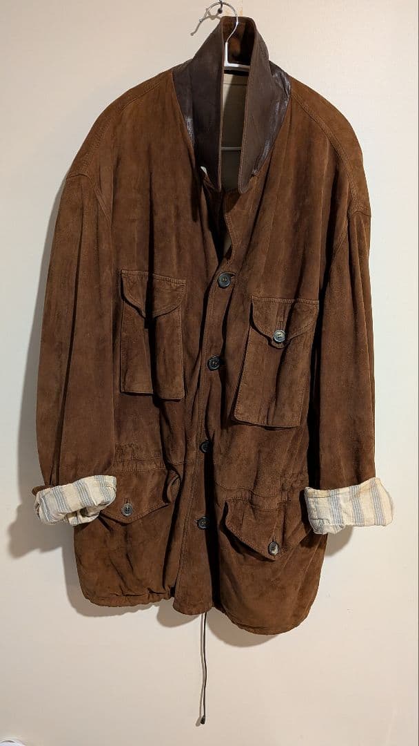 ​【傑作】HUGO BOSS スウェード ジャケット 襟レザー vintage