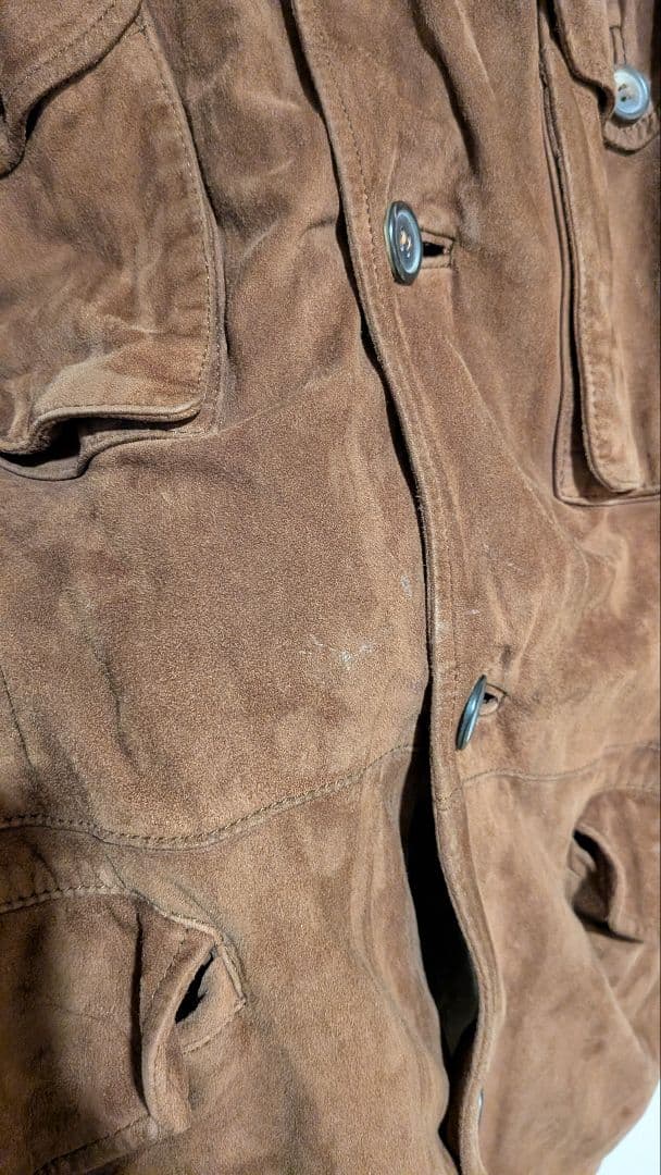 ​【傑作】HUGO BOSS スウェード ジャケット 襟レザー vintage