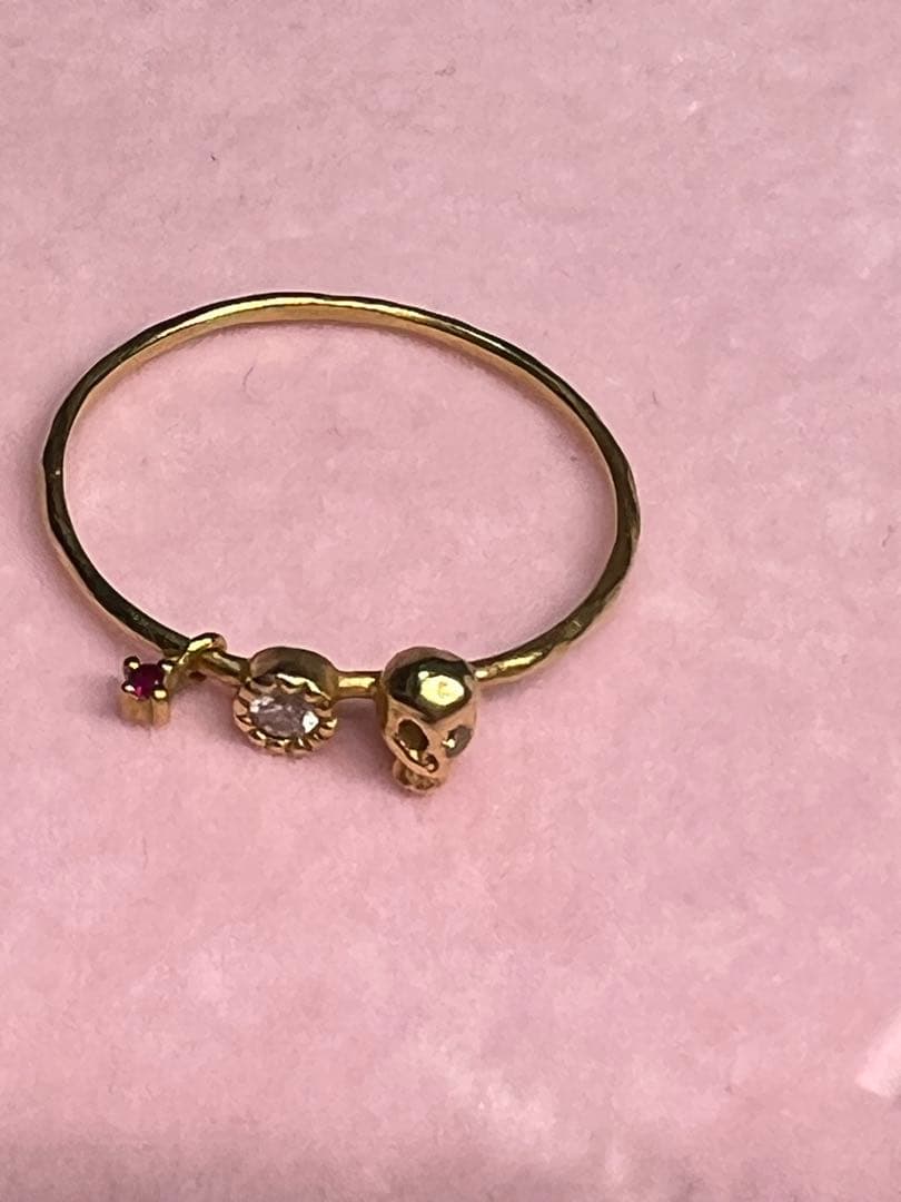 little emblem ダイア ルビー スカルリング 10号 k18