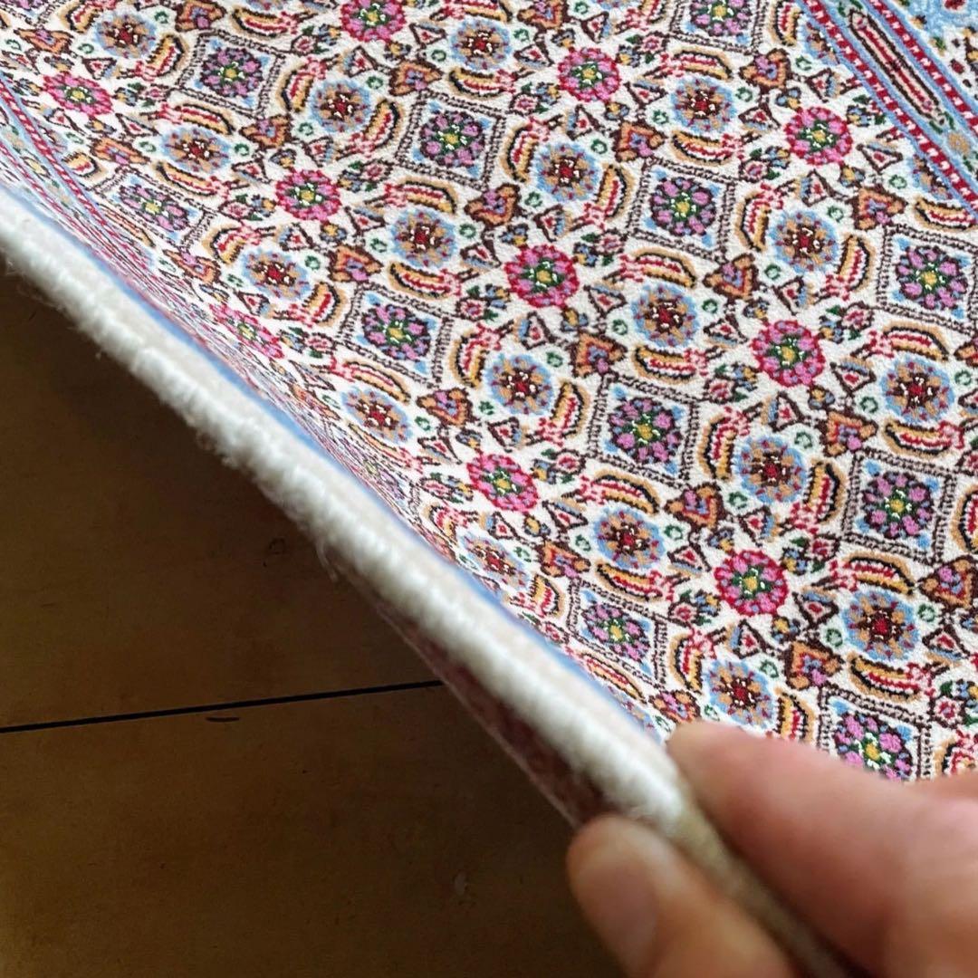 ペルシャ絨毯 玄関マット 本物 ムード産 手織り絨毯 ペルシャラグ57/88cm