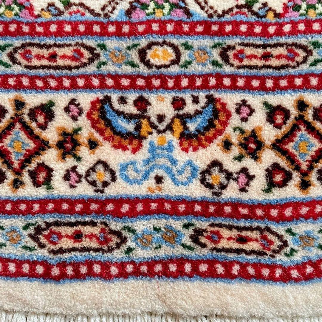 ペルシャ絨毯 玄関マット 本物 ムード産 手織り絨毯 ペルシャラグ57/88cm