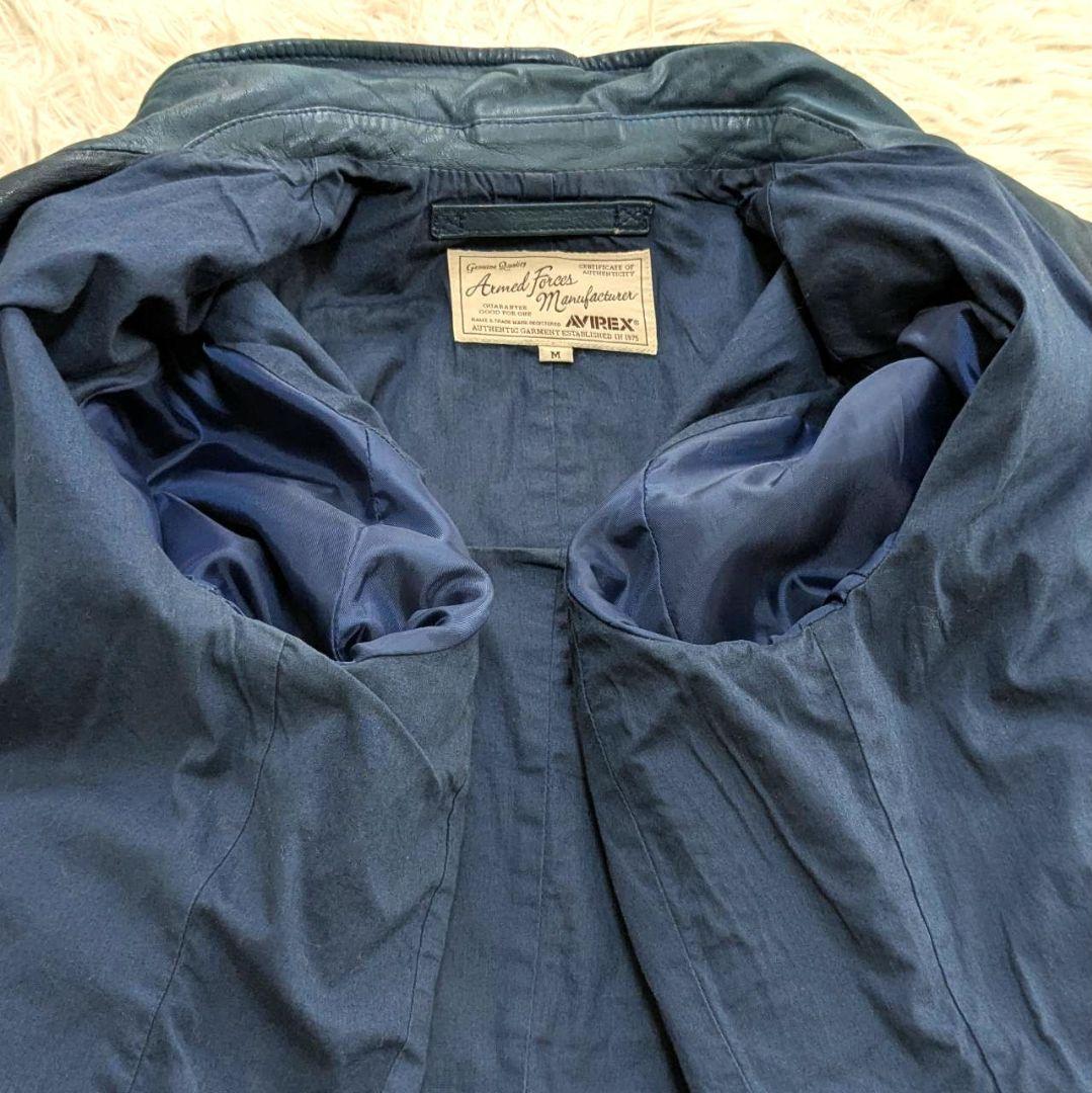 AVIREX アヴィレックス レザージャケット 羊革 ターコイズブルー Mサイズ