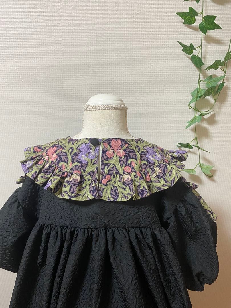 ハンドメイド　ウエストギャザーワンピース