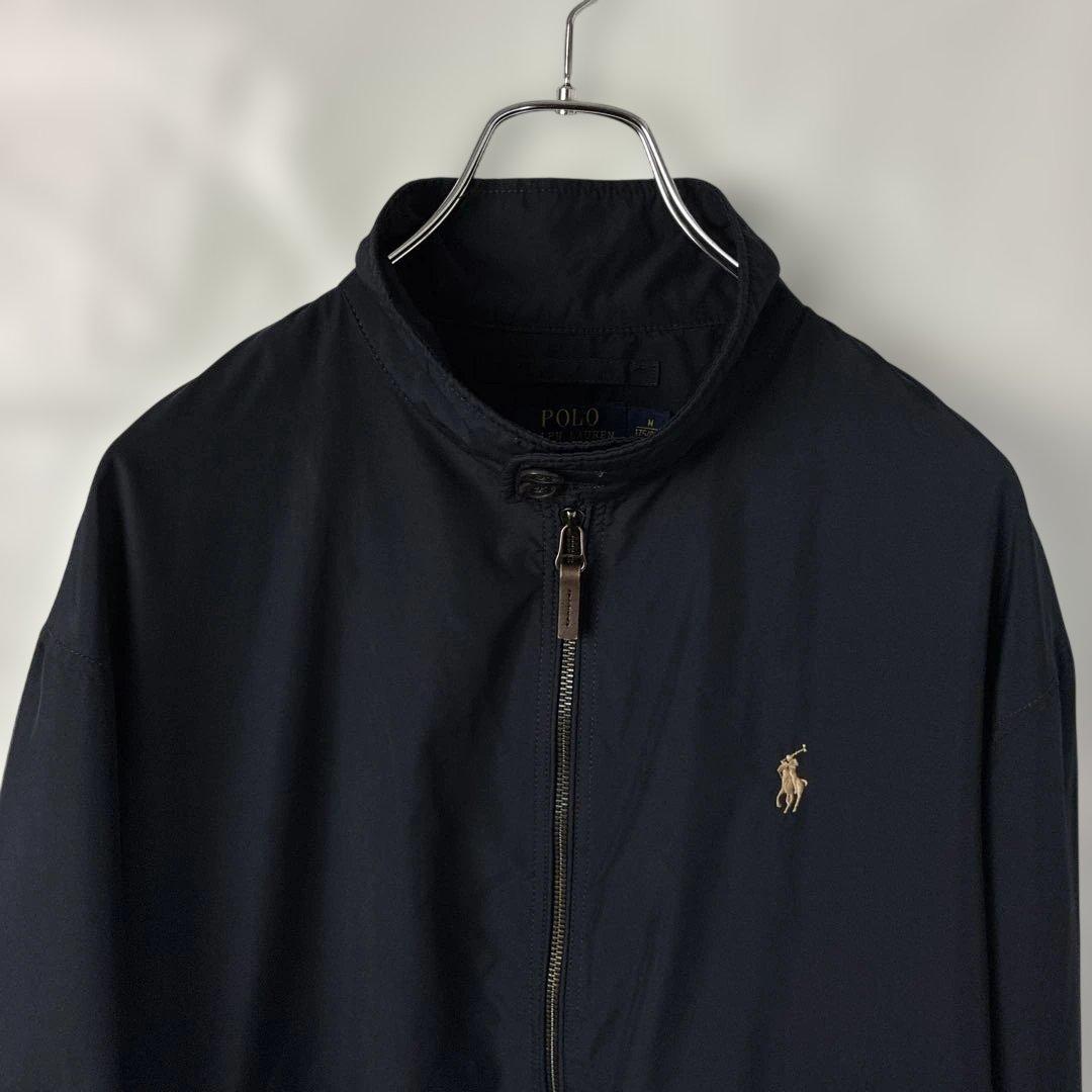 ポロラルフローレン　スイングトップ　ネイビー紺色　刺繍ロゴ　ナイロン　スウィング