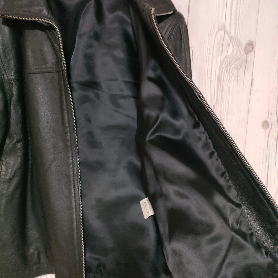 ヴィンテージ レザージャケット シングル ライダース 本革 豚革 ブラック L