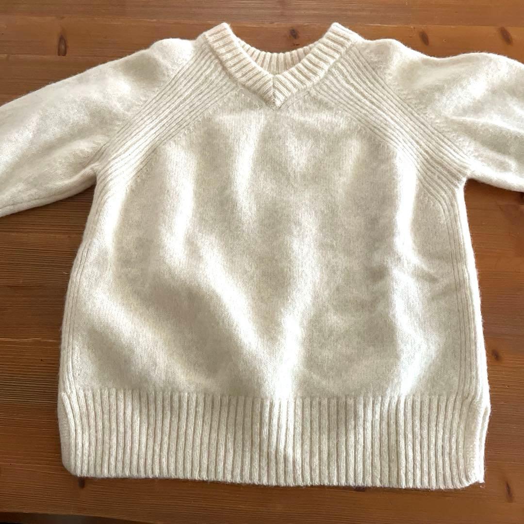 pritシェットランドウール5G天竺編み 2wayプルオーバーニット　アイボリー