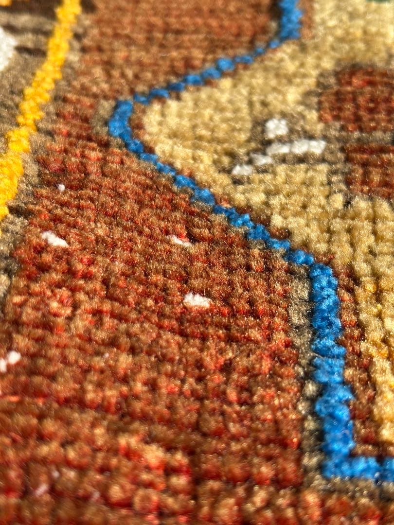 レア柄　トルコ　ヴィンテージ　ラグ　トルコラグ　ウール　モコモコ