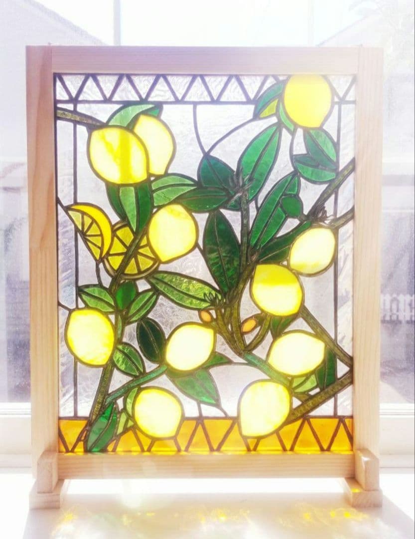 るるる　ステンドグラス　レモンモチーフのパネル(徳大サイズ)