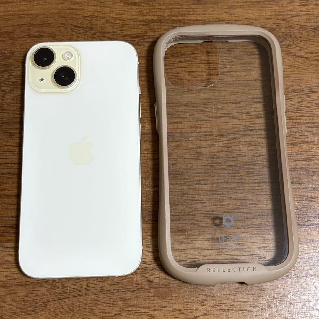 【iFaceケース付 】 iPhone15 イエロー 256GB SIMフリー