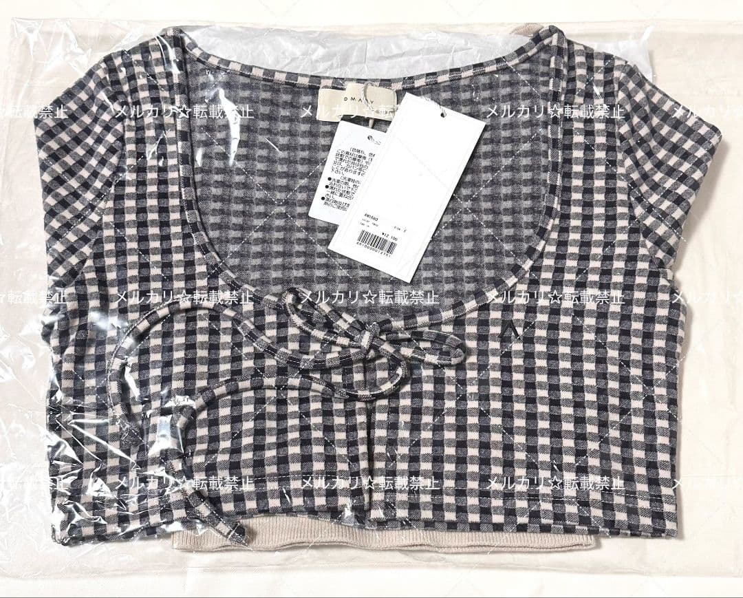 andmary Ava gingham check tops navy 正規品
