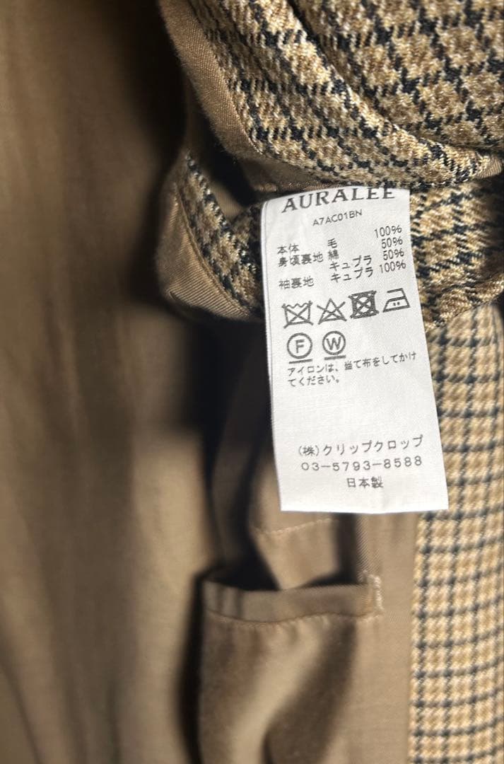 Auralee オーラリー ガンクラブ チェックコート サイズ4