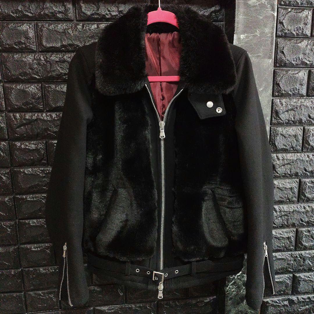 雪　美品希少　ノーアイディー　黒　フェイクファー　グリズリージャケット