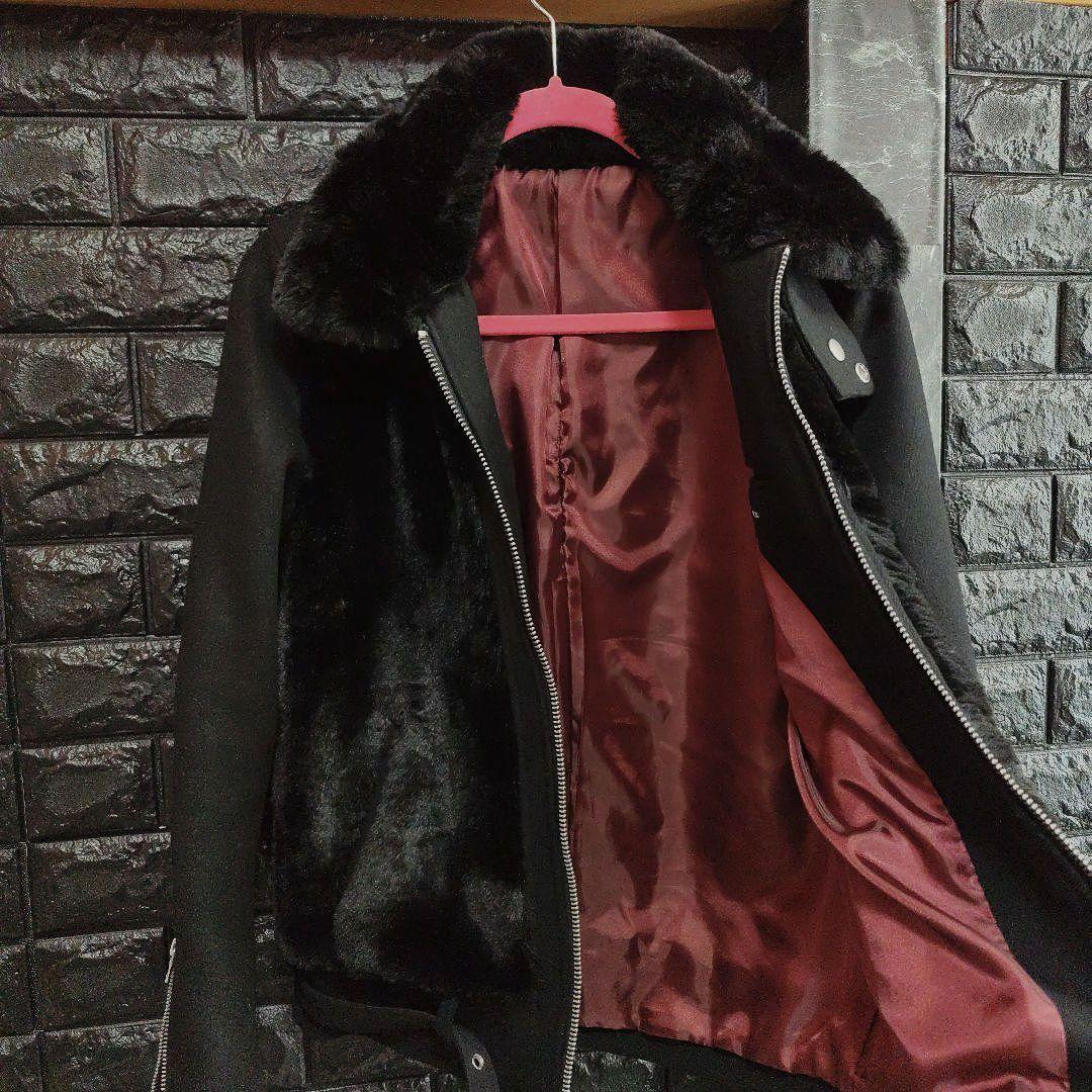 雪　美品希少　ノーアイディー　黒　フェイクファー　グリズリージャケット