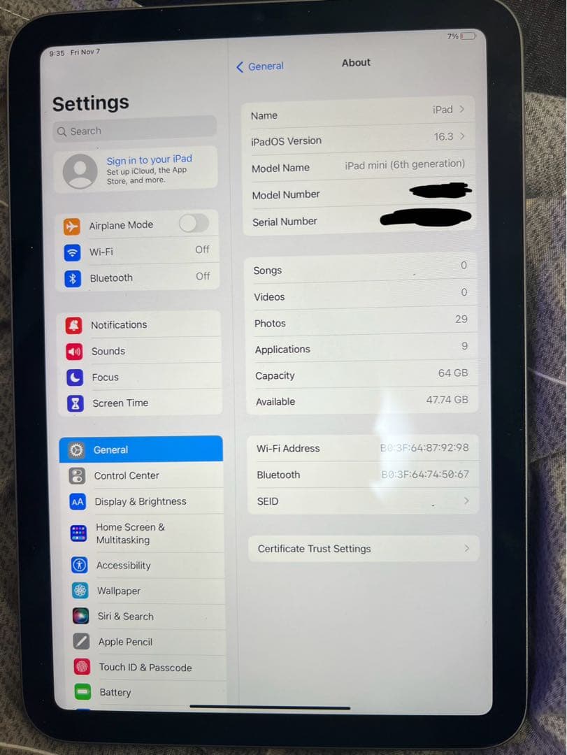 美品 Apple iPad mini 第6世代 64GB Wi-Fi