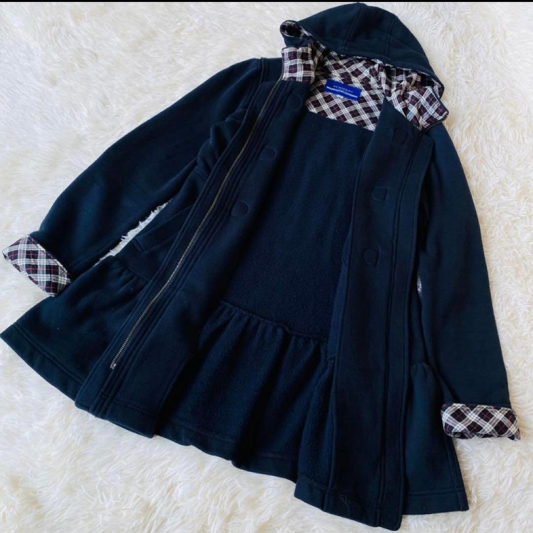 バーバリーブルーレーベル ぺプラムダッフルコート 裏起毛スエット ホースロゴ