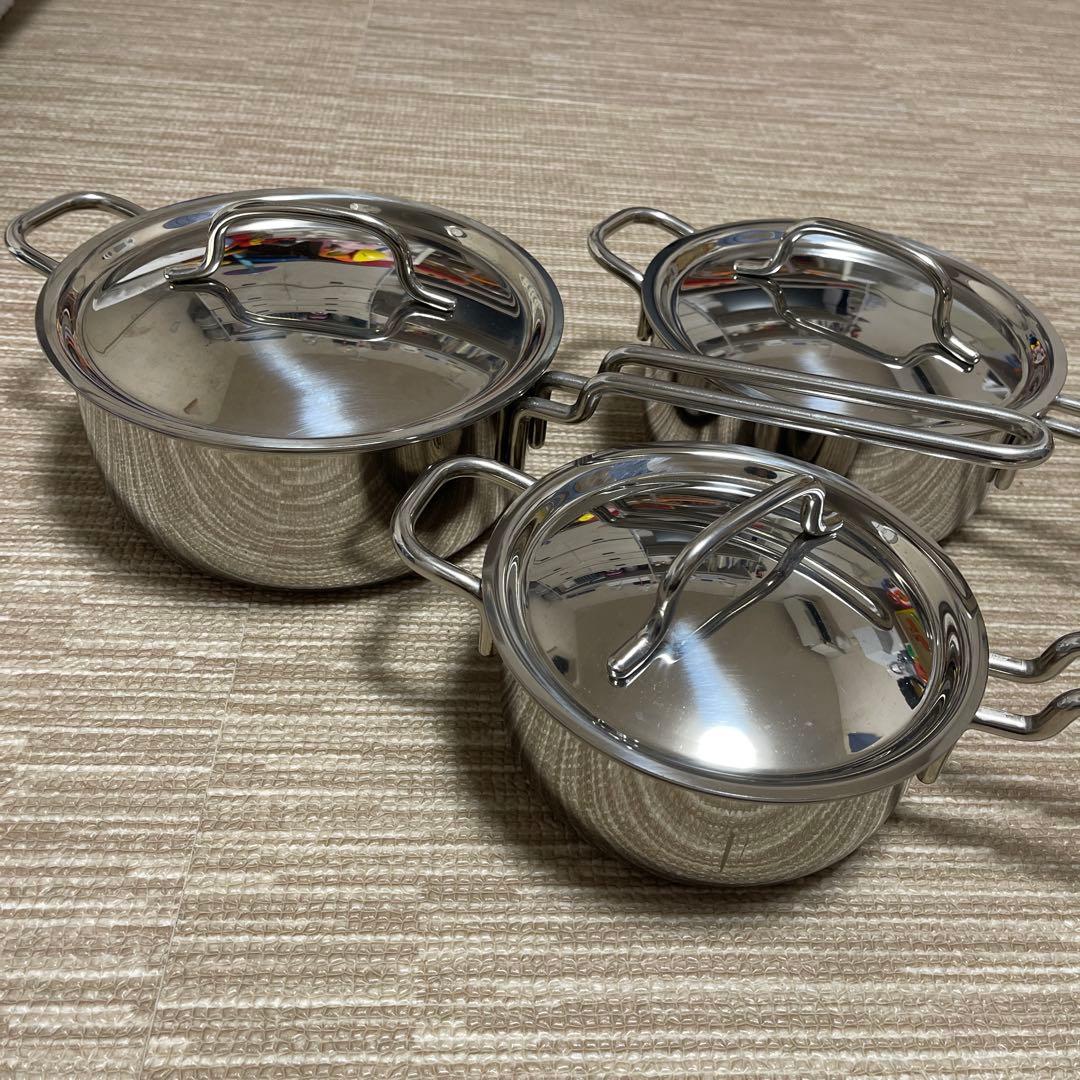 geo PRODUCT 蓋付き 片手鍋 ３点セット 14cm/16cm/18cm