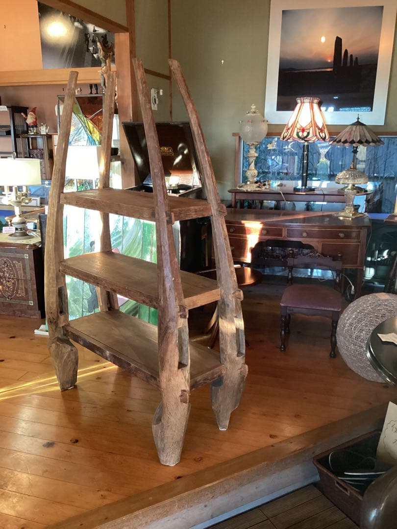 木製3段ラック アンティーク風