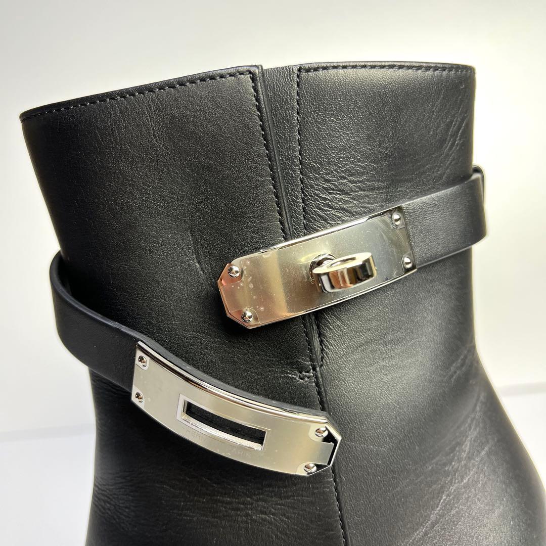 36.5 エルメス サンジェルマン ショートブーツ　黒 レザー　23.5