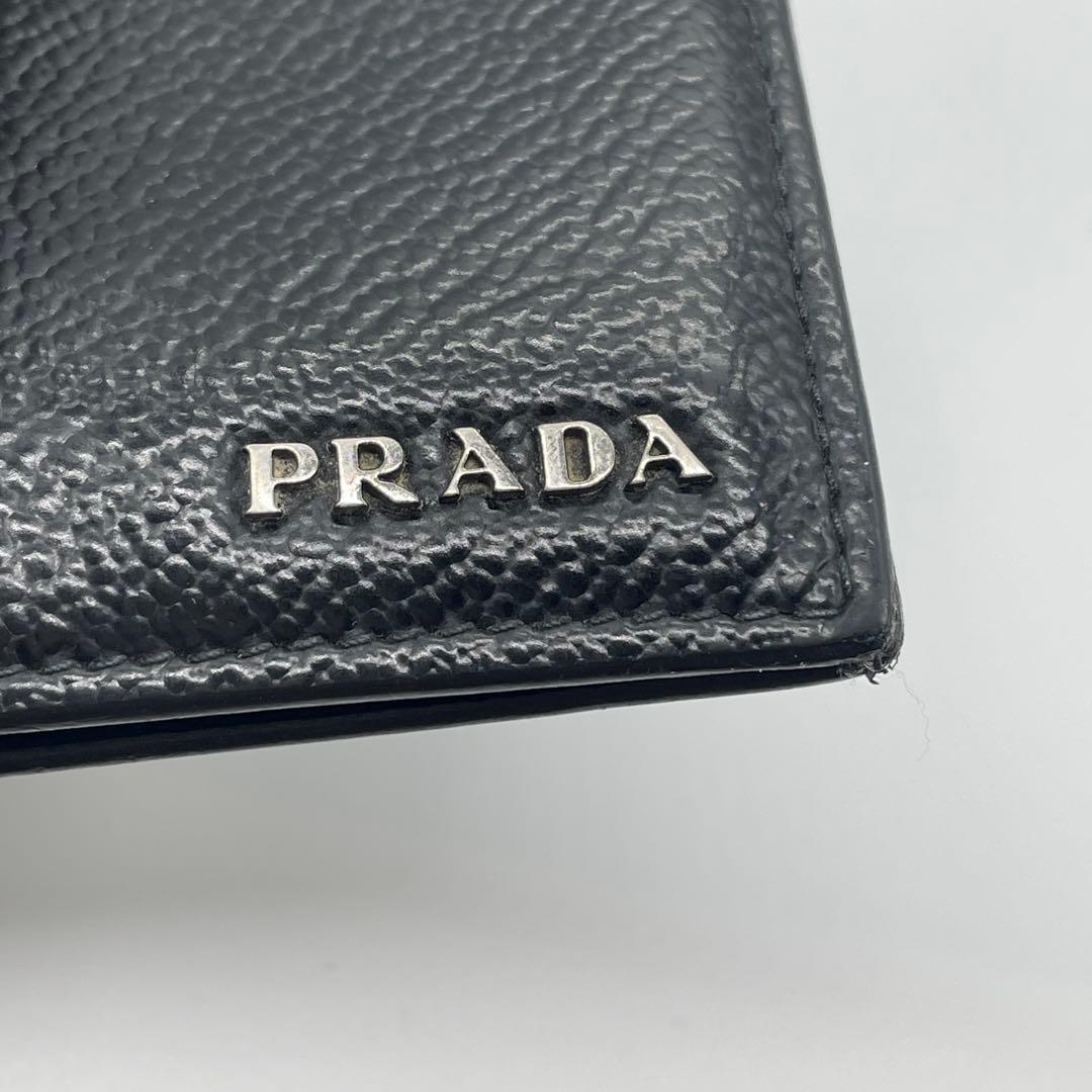 PRADA プラダ マネークリップ 折り財布 ロゴ金具 ブラック ネイビー