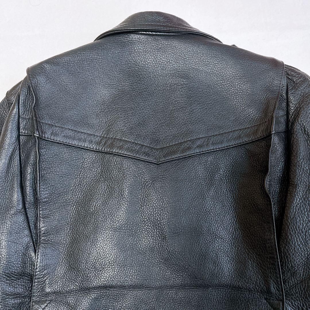 KADOYA ライダースジャケット カウレザー キルティング 黒 裏地赤 牛革
