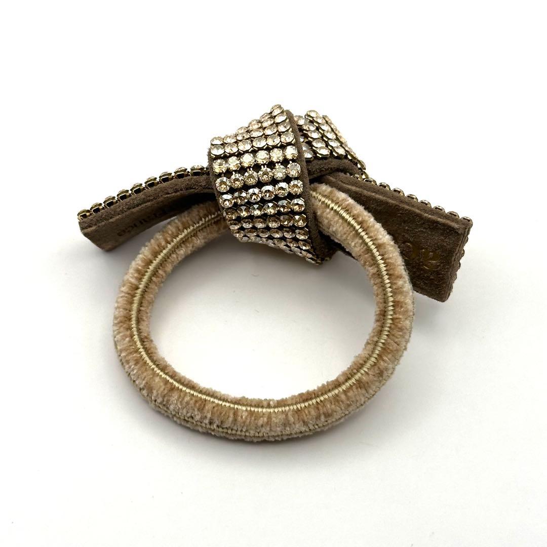 【極美品】acca アッカ ドレスポニー ヘアゴム クリスタル 6列 ベージュ系