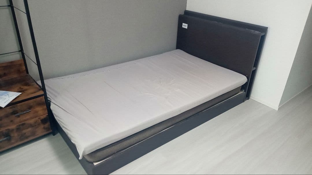 ダークブラウン セミダブル 美品 ベッド マット2枚付 引取歓迎