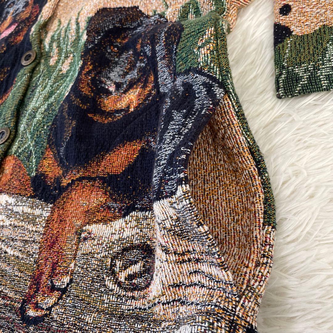 希少✨️SUGAR STREET WEAVERS USA製 ゴブラン織り 犬柄