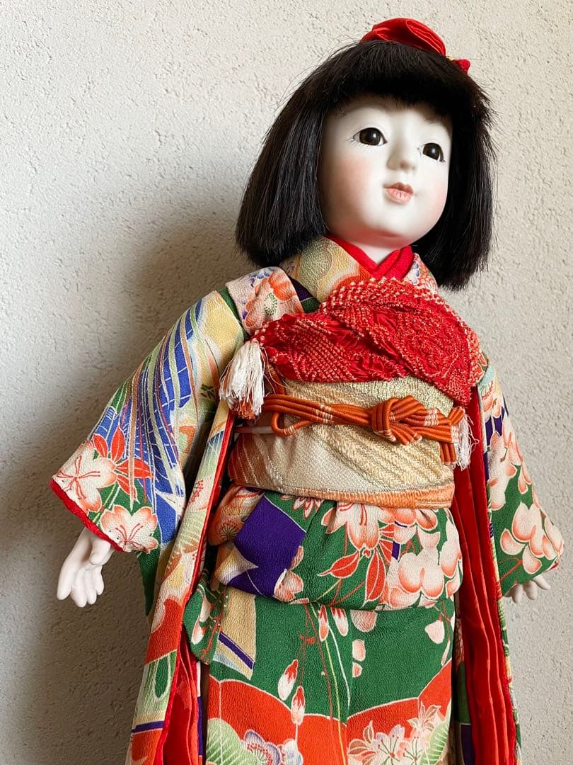 ビスクドール 日本人形 ハンドメイド 市松人形 着物 創作人形 和 アンティーク