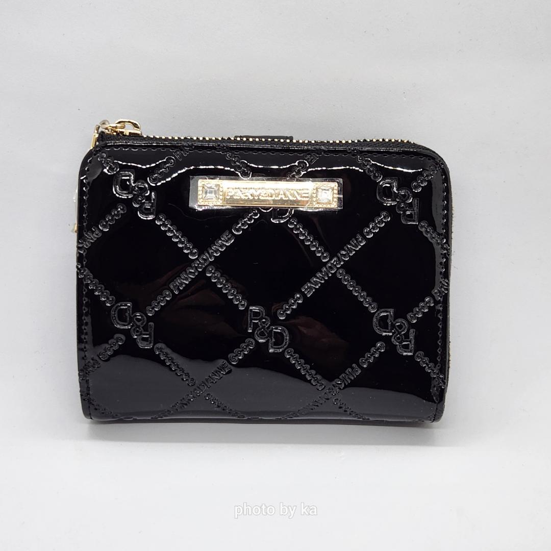 ブラック 新品 ピンキー&ダイアン Pinky&Dianne 折財布 エナメル