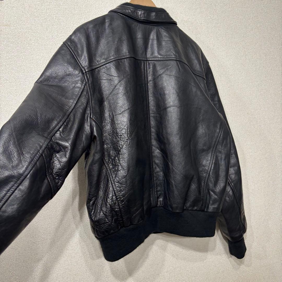アメリカ古着　レザージャケット　キルティング　本革　L相当 3575