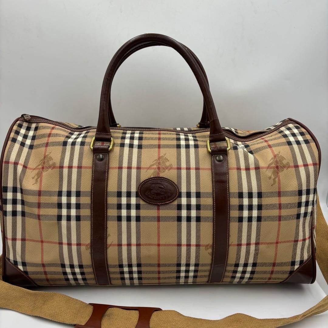 バーバリー ノバチェック 2way レザー ボストンバッグ ショルダーバッグ