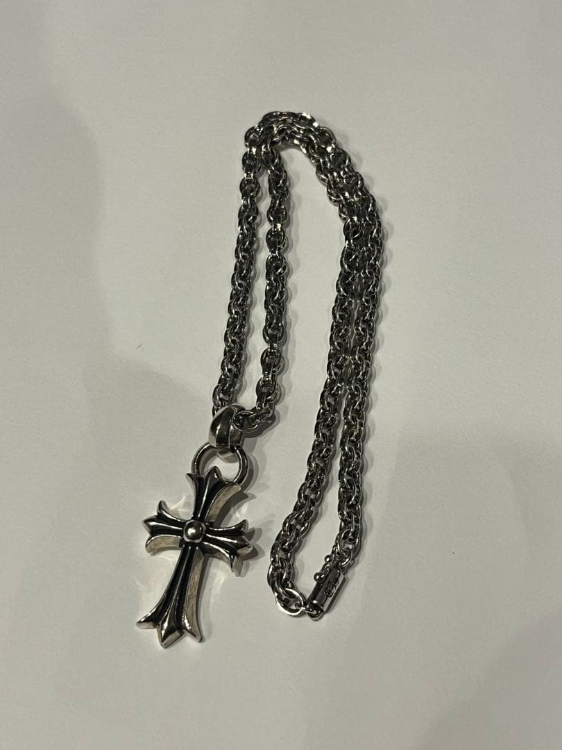 シルバー クロス　 ネックレス　ペーパーチェーン　50cm クロムハーツ