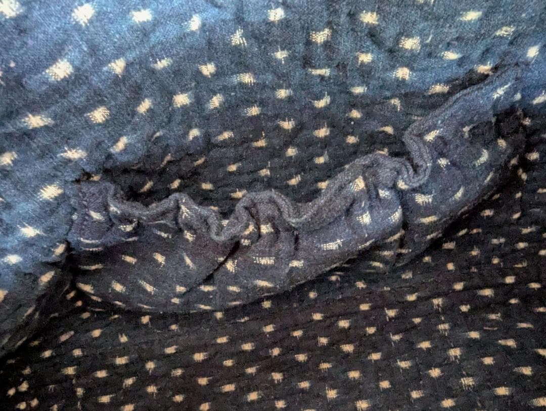 古布 藍染 手作り ハンドバッグ ヴィンテージ 37cm Indigo 菊紋