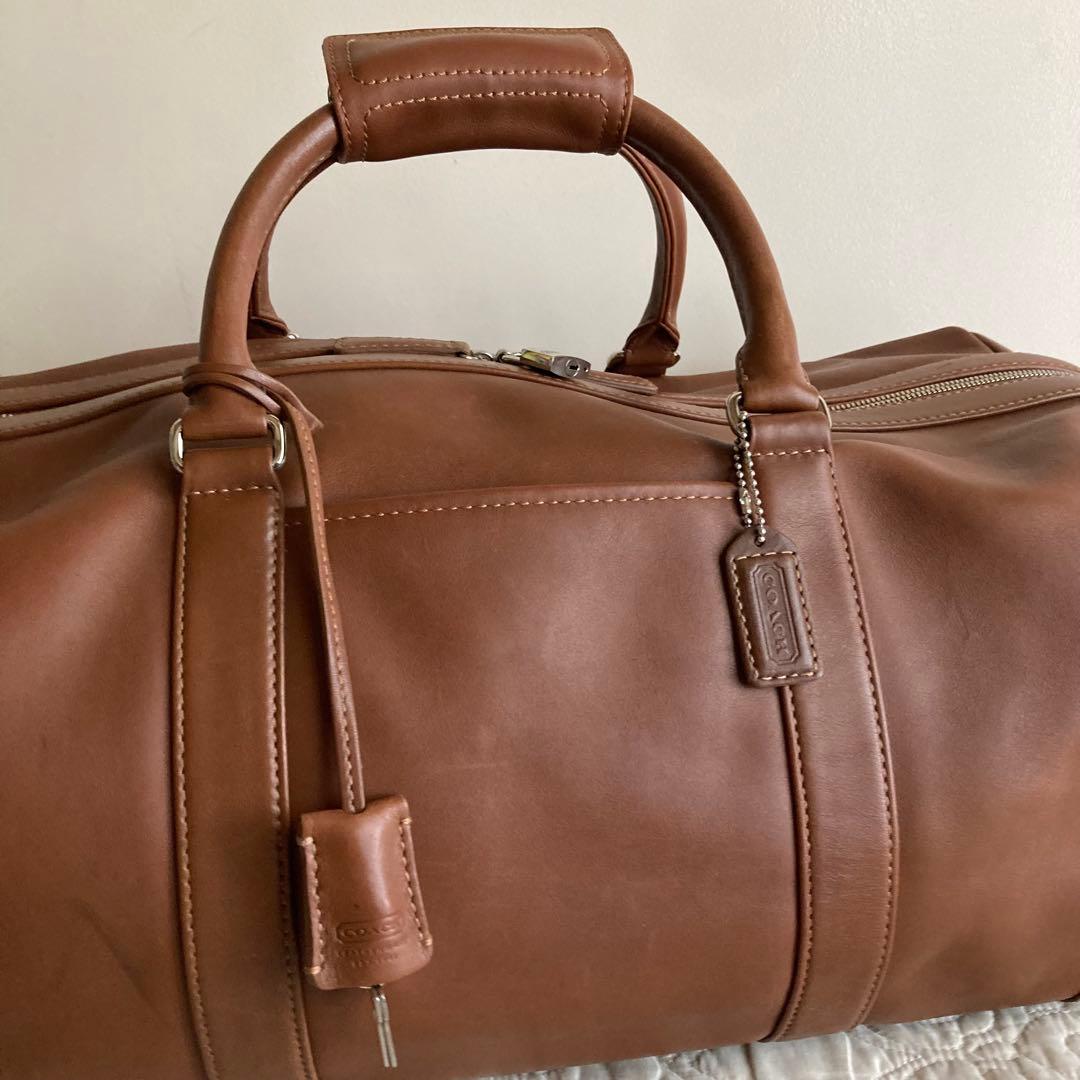 6*h様 COACH コーチ ボストン レザー 本革 バッグ 旅行 ブラウン