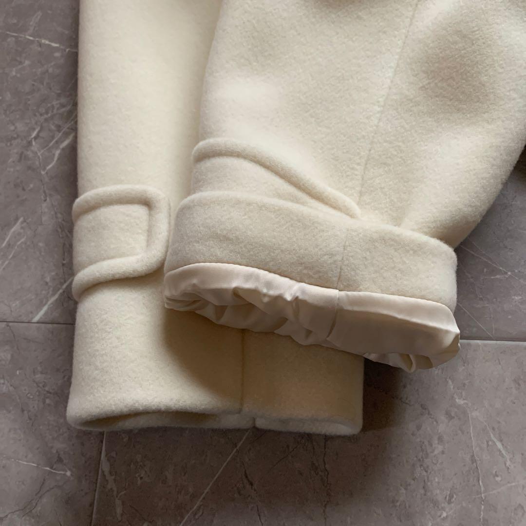 HUMAN WOMAN ヒューマンウーマン　ダブルモッサダッフルコート　白　M