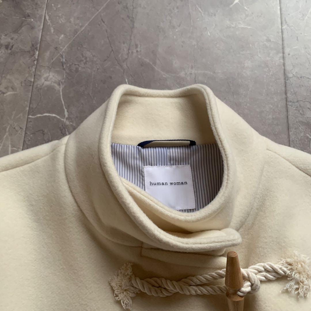 HUMAN WOMAN ヒューマンウーマン　ダブルモッサダッフルコート　白　M