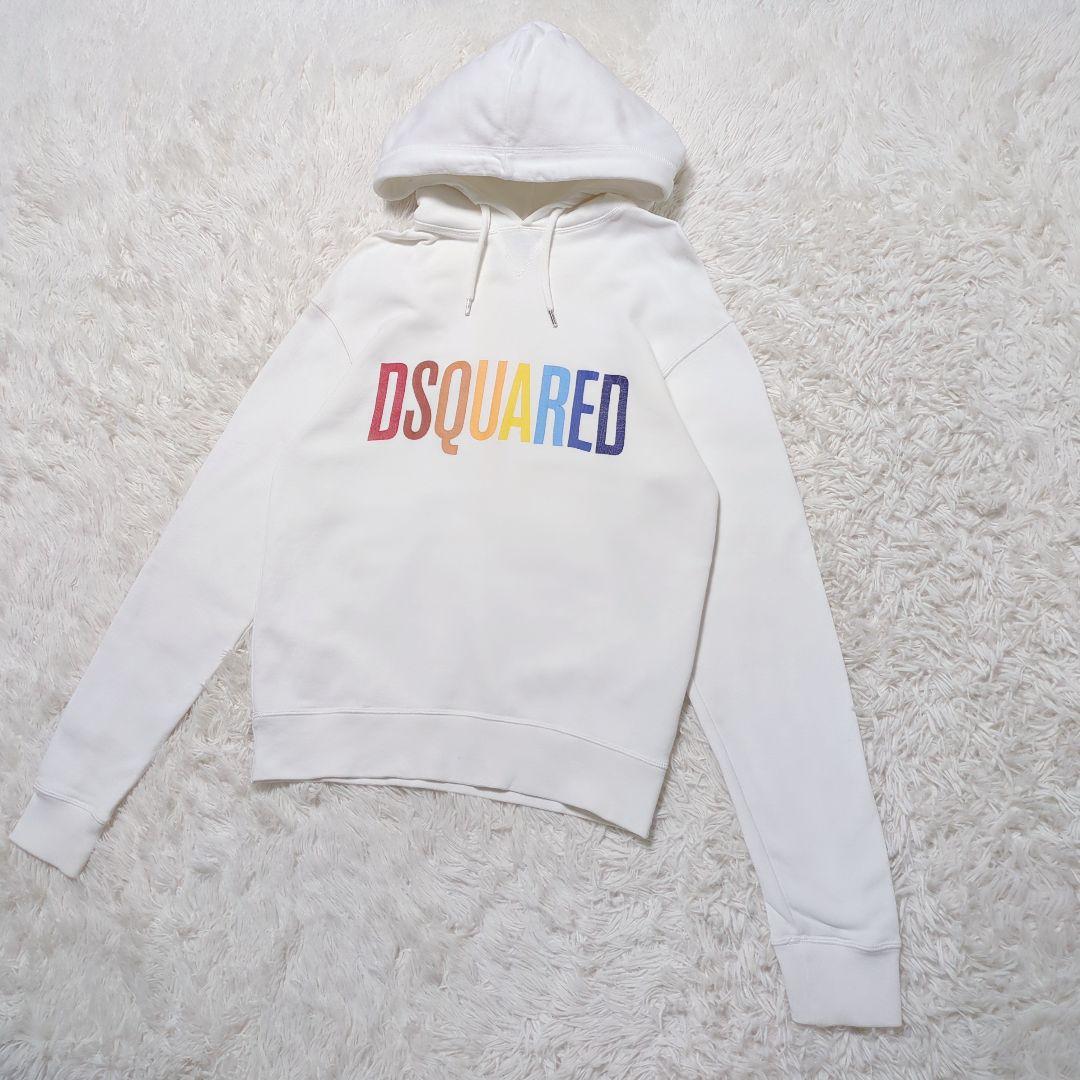 【人気モデル・良品】ディースクエアード☆パーカー プルオーバー 白×マルチカラー