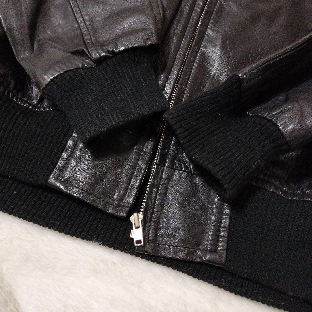 極美品✨Bugatti　レザー ジャケット 　A-2　A2　牛革　L　ブラック